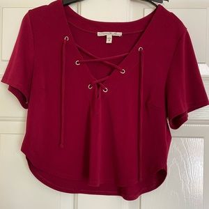 Wine Cropped Blouse